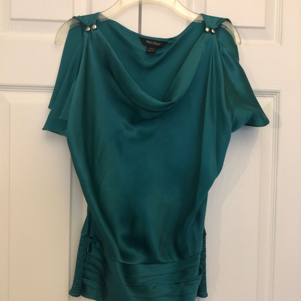 Emerald green silk top
